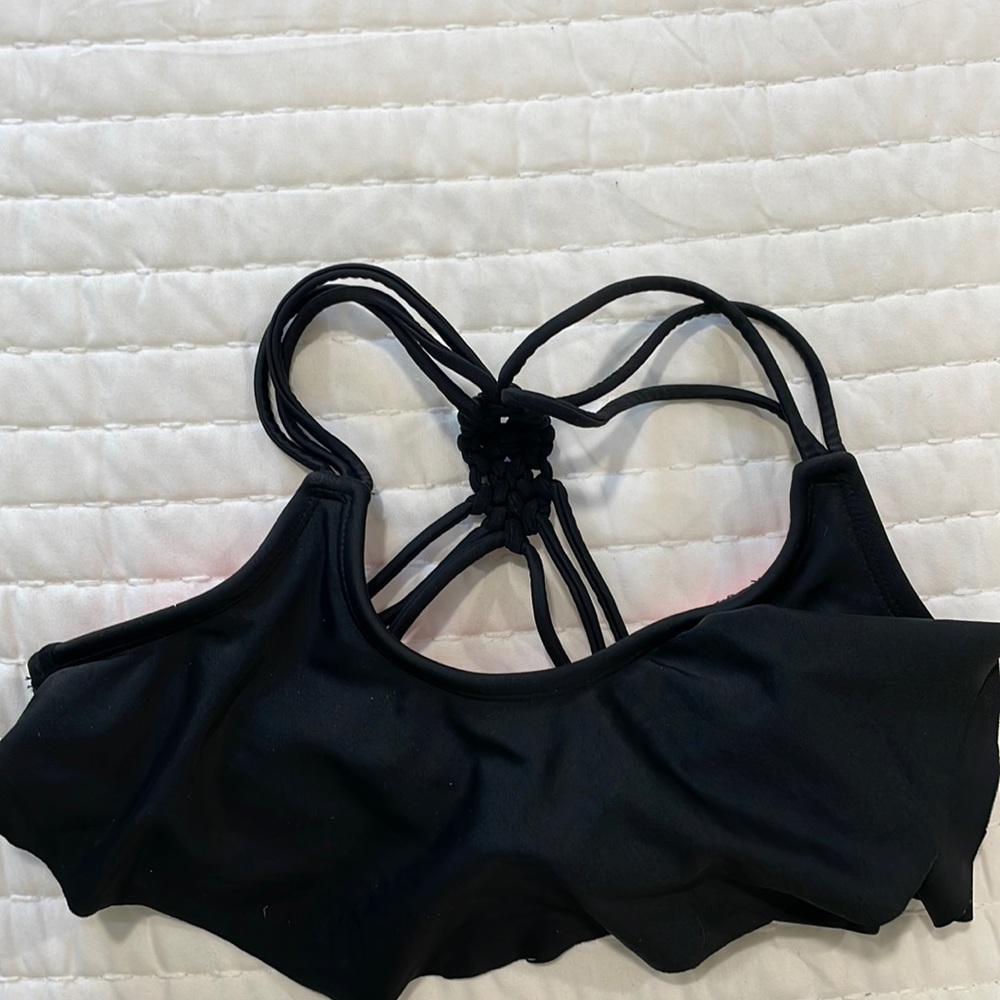 Xhilaration black ruffle bikini top XS